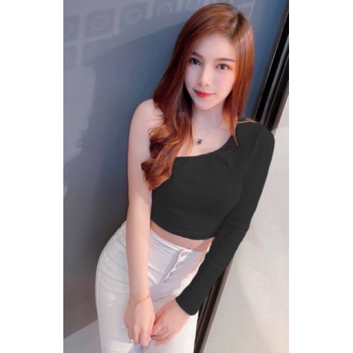 ATASAN WANITA BLOUSE LENGAN SEBELAH TERBARU STYLE CROP KOREA