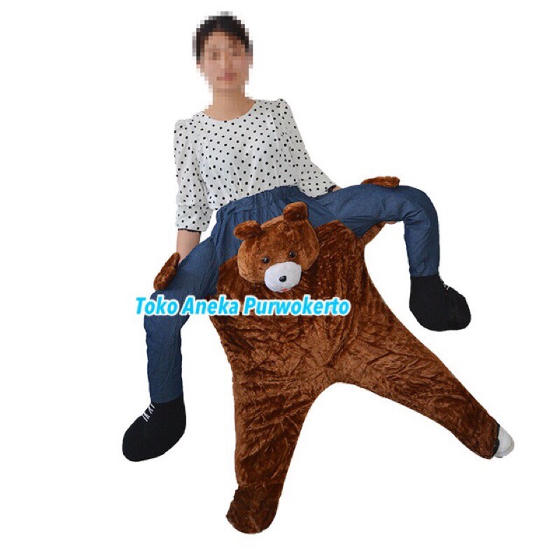 KOSTUM DI GENDONG BONEKA TEDDY BEAR BERUANG LUCU FESTIVAL HIBURAN CLOWN PESTA ULTAH DEWASA BADUT