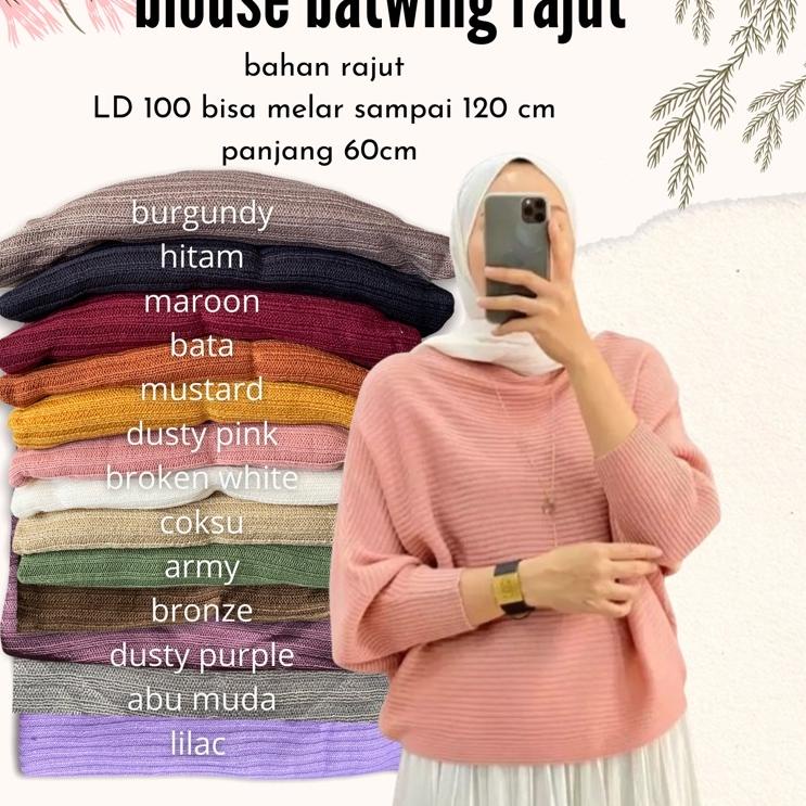 Menarik.. BLOUSE BAJU RAJUT BATWING / ATASAN WANITA MODEL KELELAWAR / OUTER / BLOUSE BATWING RAJUT