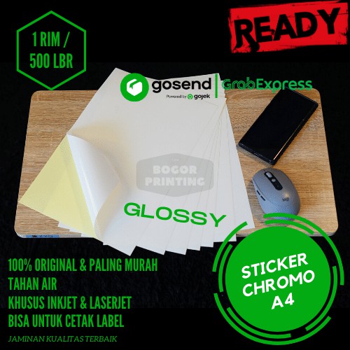 

Kertas Stiker Chromo Glossy A4 -500lbr / Kertas Stiker / Sticker Cromo