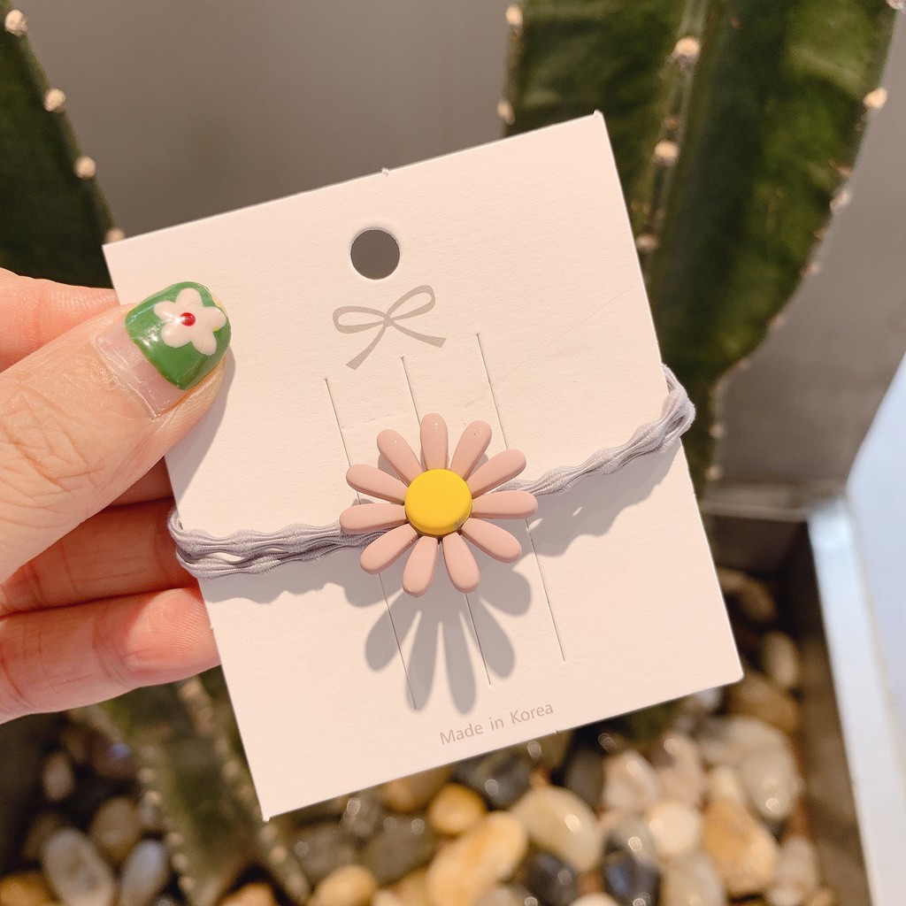 MURMURE.ID | IKAT RAMBUT IMPORT ALA KOREA MOTIF BUNGA DAISY AKSESORIS KARET RAMBUT WANITA  HA054-DUSTY