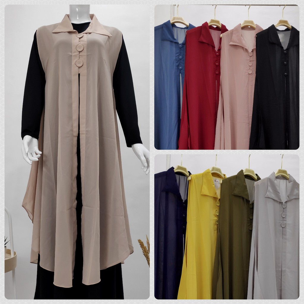 Outer Seruti Kancing Besar | Outer Gamis Polos | Cardigan Seruti