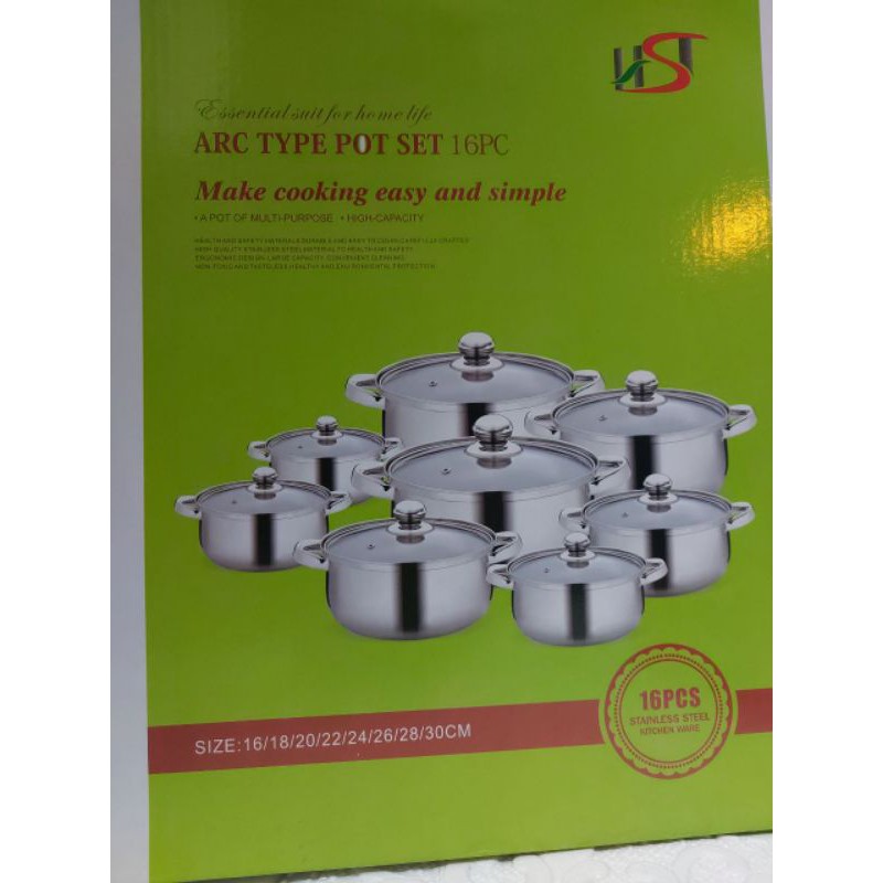 Panci Susun set 8 Tutup Kaca Dutch Oven HST