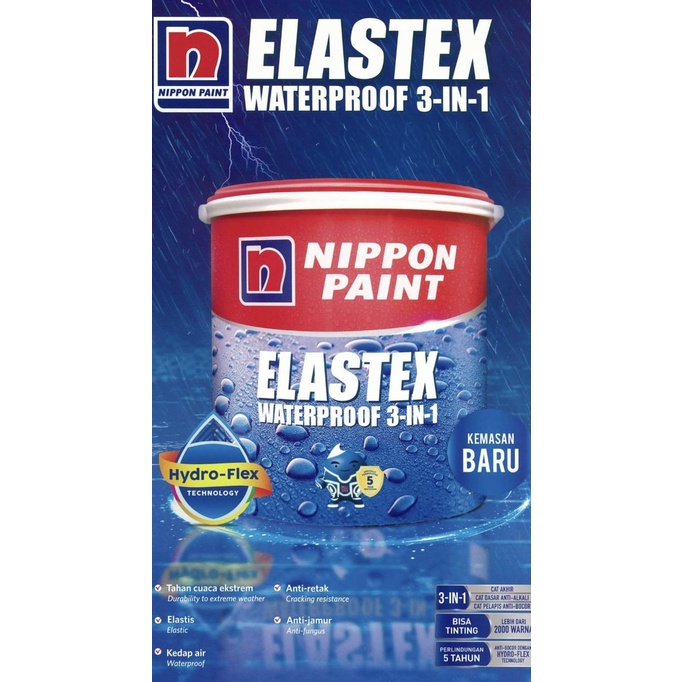 CAT TEMBOK NIPPON ELASTEX WATERPROOFING (1KG) - Tahan Air - Abu-abu