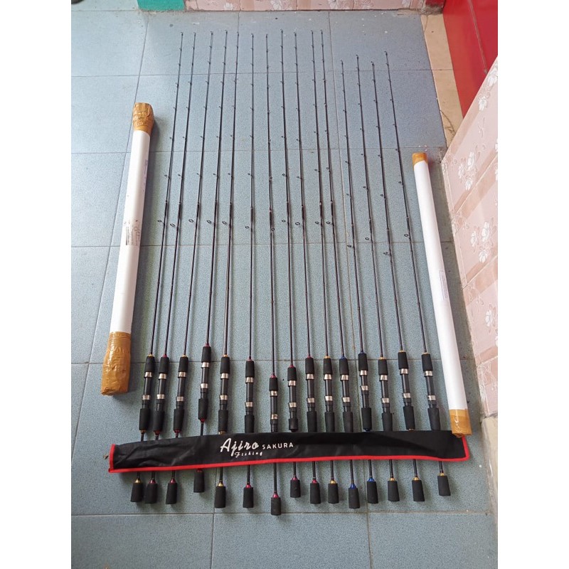 Joran UL kustom hitam polos Fiber solid 2-6lb