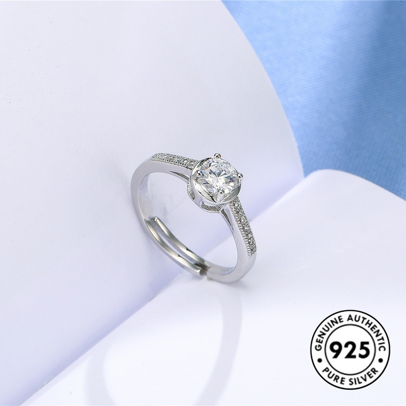 Cincin Model Terbuka Bahan S925 Silver Aksen Berlian