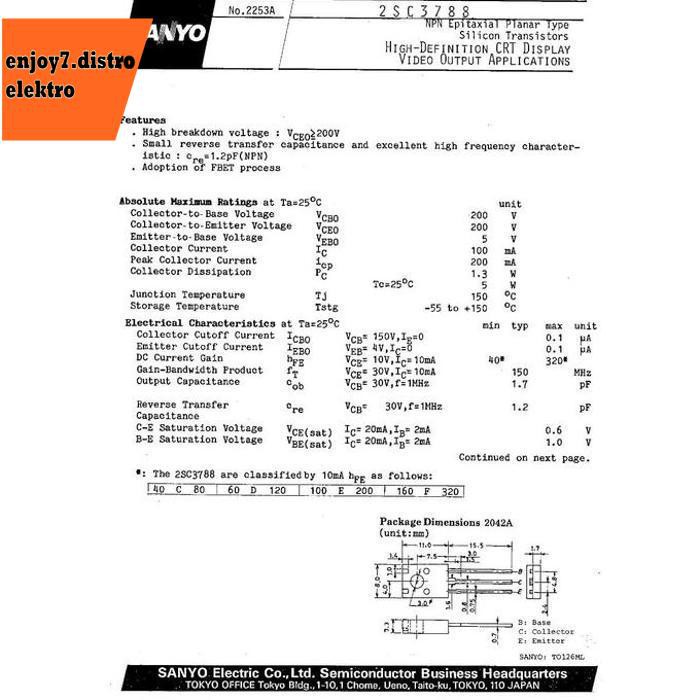 Transistor 2Sc3788 Original Sanyo Bishele88 Diminati Banget