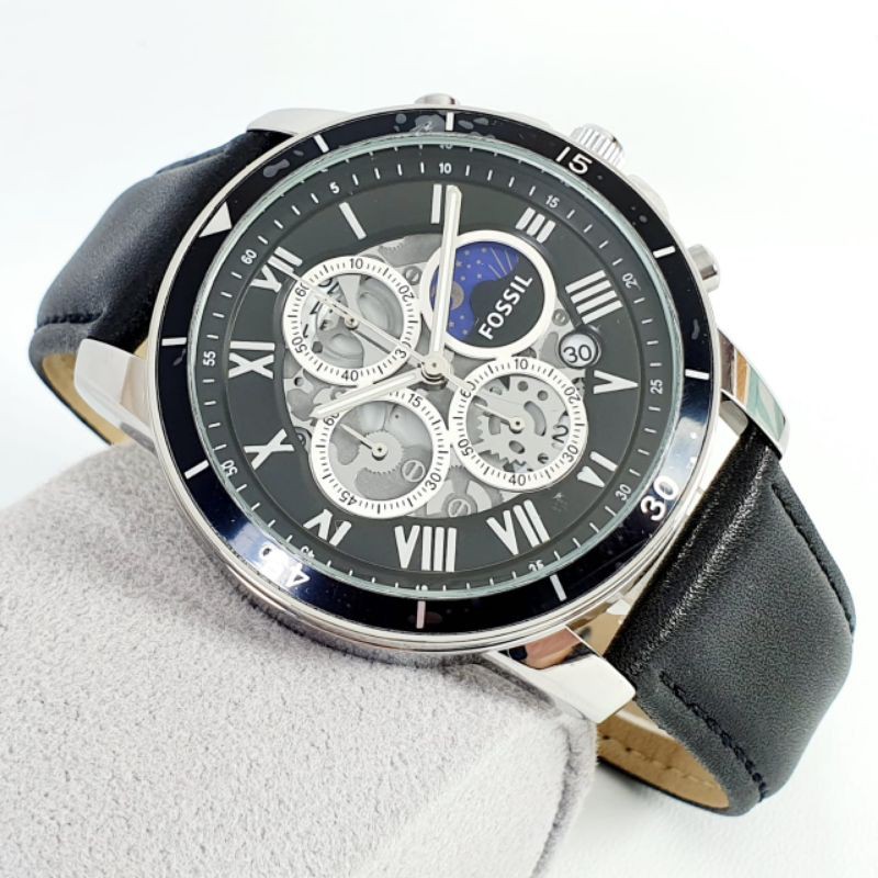 JAM TANGAN PRIA FS KULIT CRONO DAN TANGGAL AKTIF DIAMETER 4,3CM