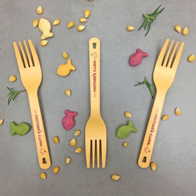 Mother's Corn Cutie Spoon Mother Corn Cutie Fork Toddler Set isi 3pc Sendok Makan Anak Garpu Makan Anak Bahan Alami Premium