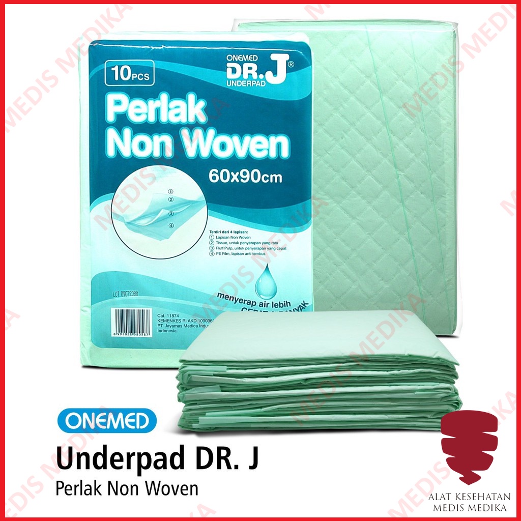 Underpad 60 x 90 Dr.J Onemed Alas Perlak Under Pad Popok Ompol Dr J 60x90 Dr. J 60x90cm Isi 10