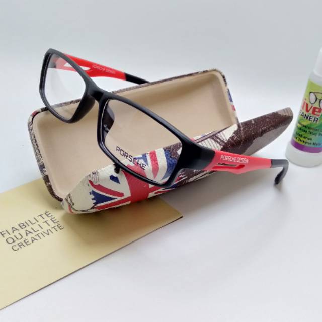 Kacamata porsche design 837 merah GRATIS LENSA