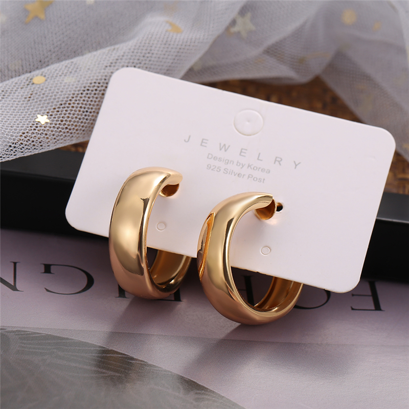 Korean Personality  Geometric Gold Earrings Retro Simple Circle Earring Jewelry Accessories