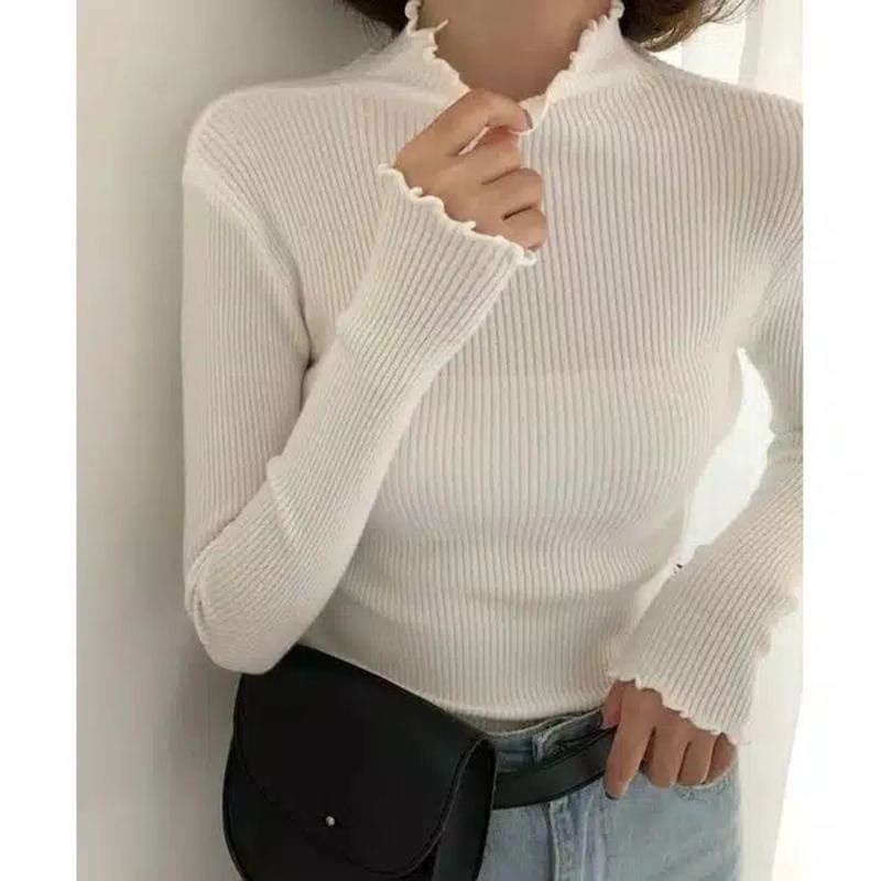 SWEATAR TURTLENECK RAJUT/KRAH TINGGI RAJUT WANITA/ATASAN KRIWIL