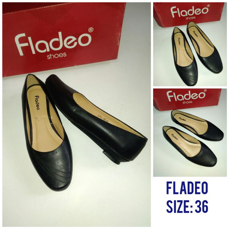 SEPATU WEDGES KERJA HITAM WANITA BRANDED FLADEO SIZE 36