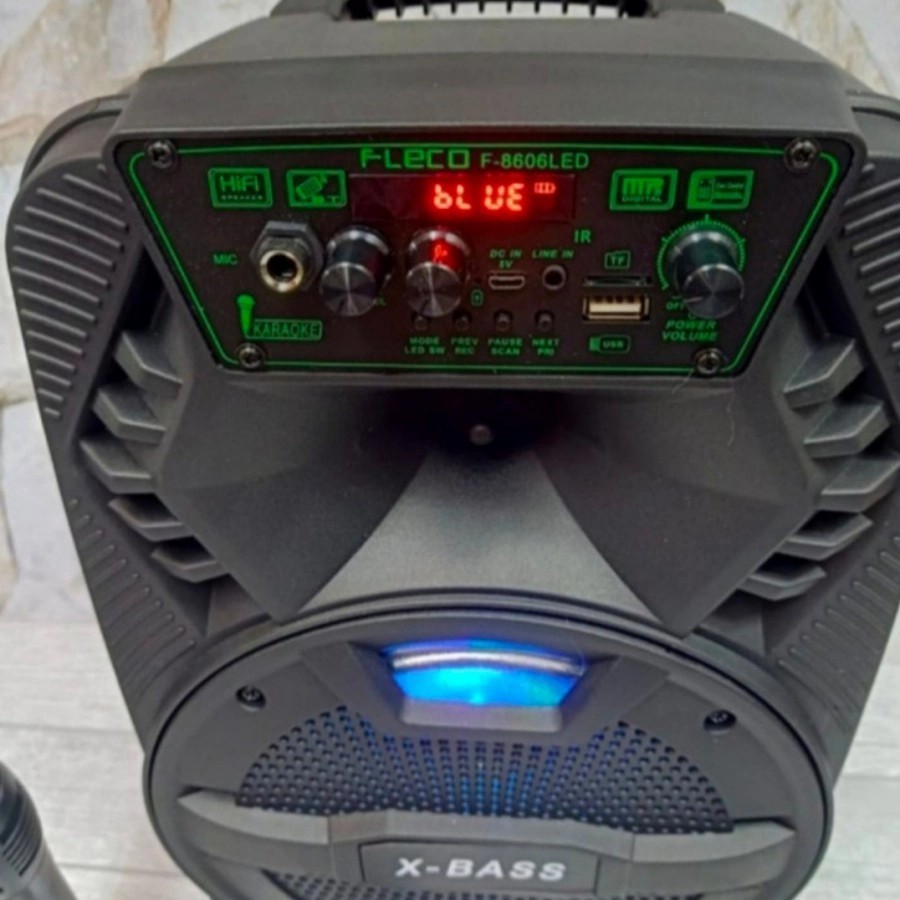 COD Speaker Bluetooth FLECO F-8601 F-8606 LED 8.5 free mic+remot