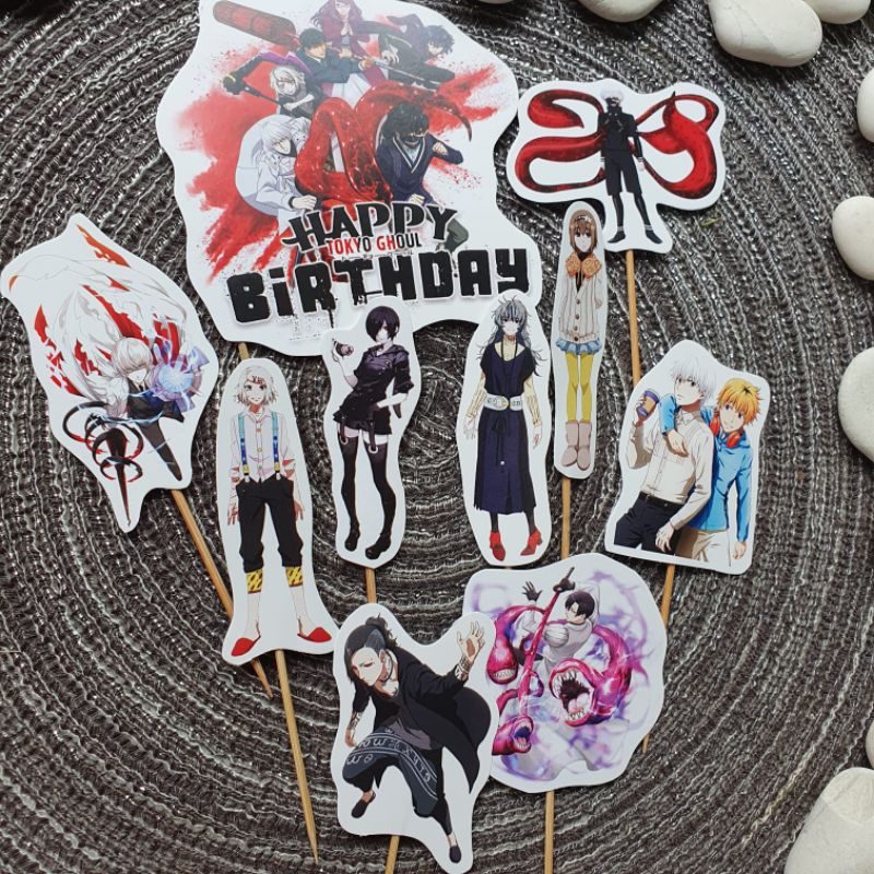 Tokyo Ghoul Anime Birthday Cake Topper Cupcake Pudding 1 set