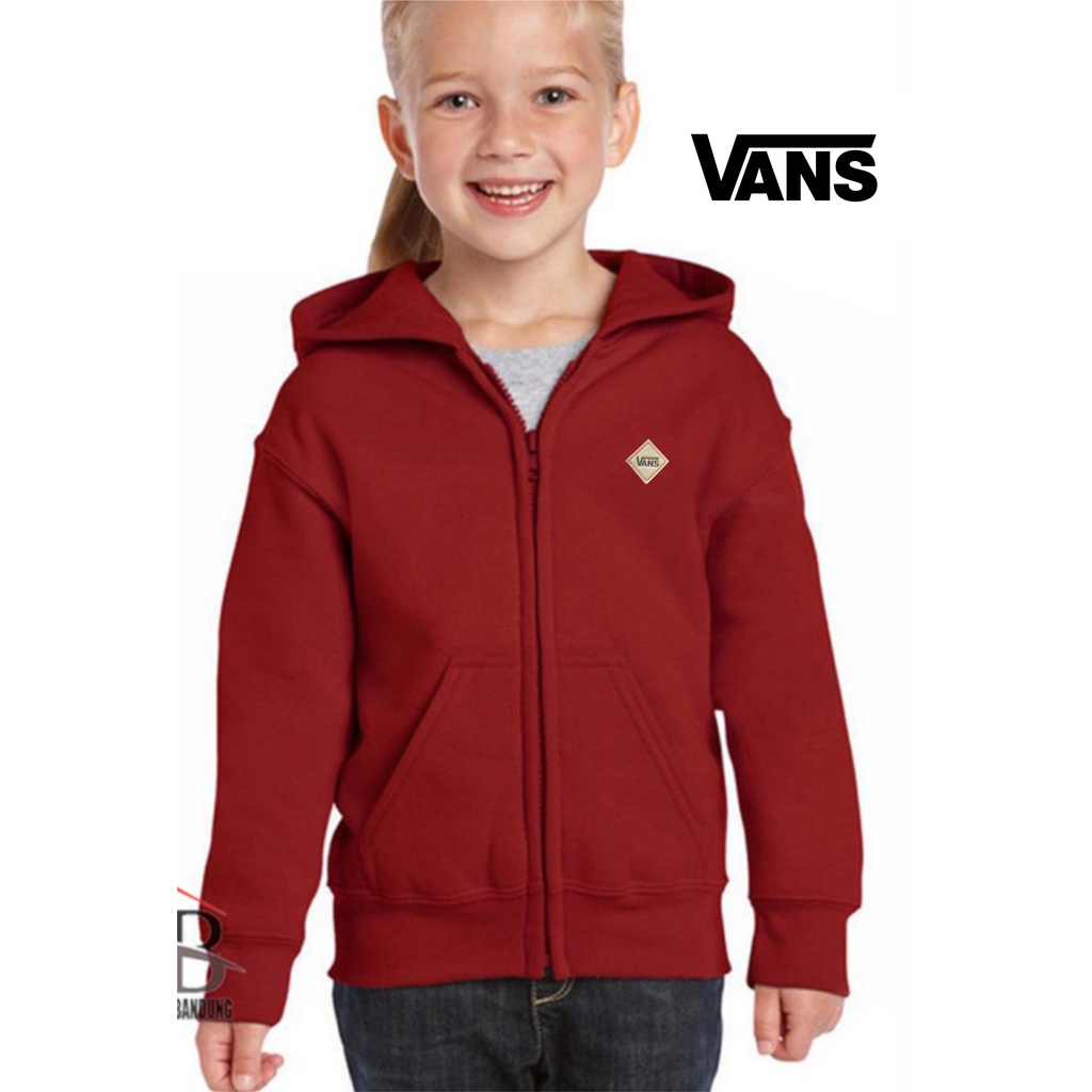 JAKET ANAK ZIPPER SWEATER HOODIE TEMPEL KULIT VANS KEKINIAN TERBARU BAHAN FLEECE USIA 2TAHUN SAMPAI 12TAHUN LAKI LAKI PEREMPUAN