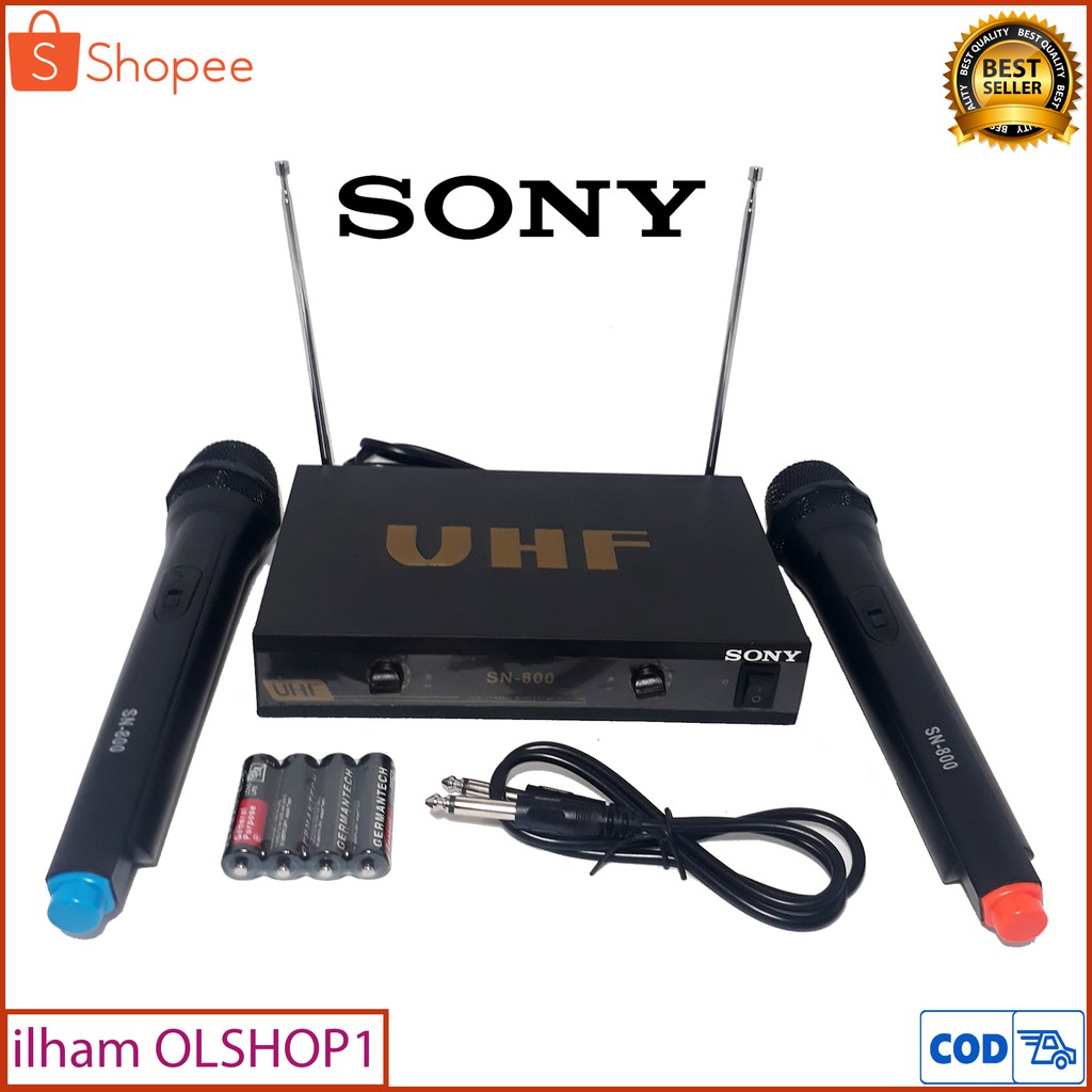 SONY Microphone Double Mikrofon Wireless SN 800 Mic Suara Mantap Batrai AA