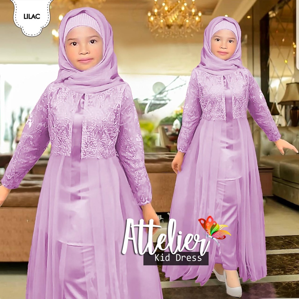 Gamis anak muslim terbaru/ KID ATTELIER / gamis ngaji anak / JC dress brukat muslim kekinian/ gamis lebaran