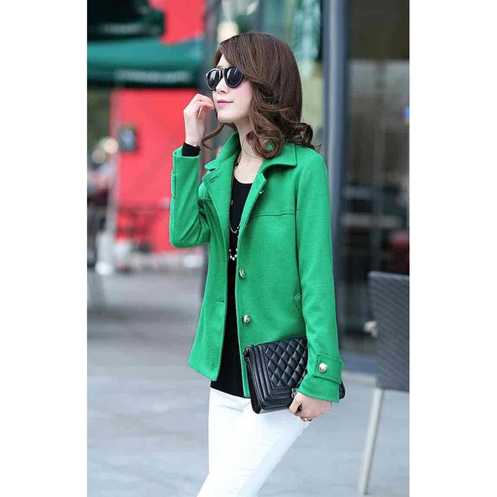 [Blazer EN13 Hijau LO] blazer wanita babyterry hijau