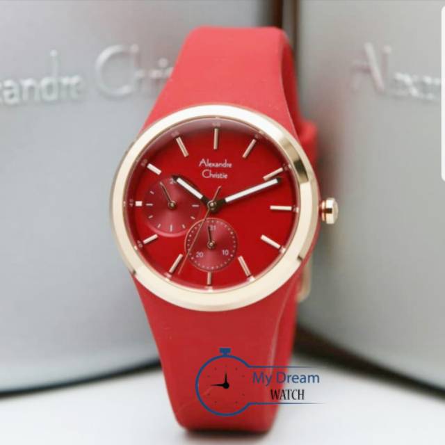 Alexandre Christie AC 2663 BF Red merah jam tangan wanita Alexander Cristie Original