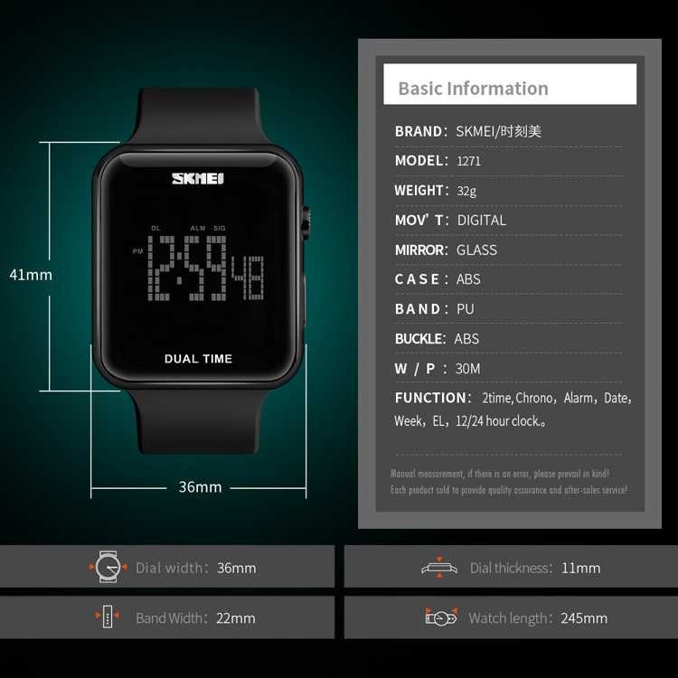 SKMEI Jam Tangan Digital Pria JT 38 Jam Tangan Karet Berkualitas Penutup Stainless Steel Anti Air