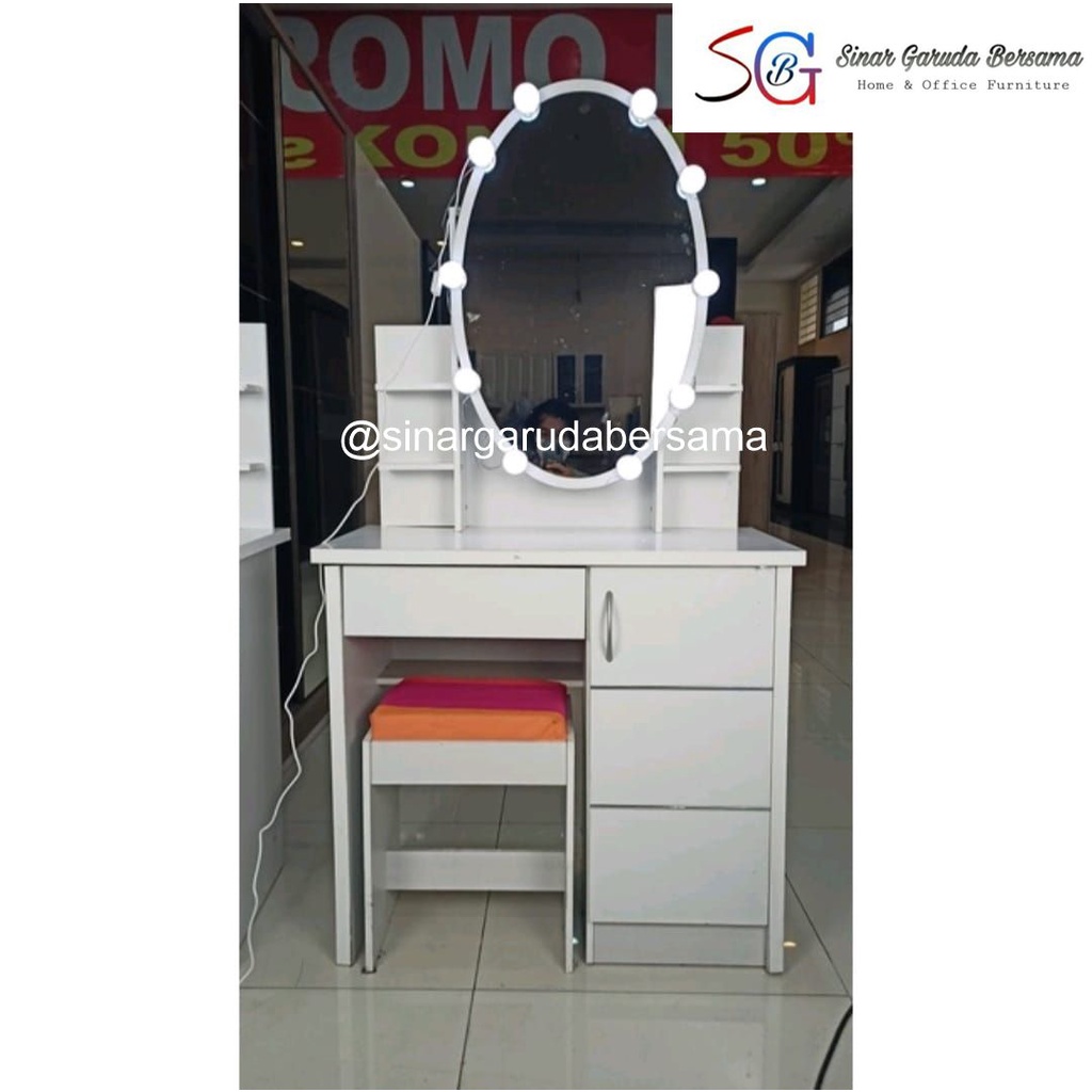 MEJA RIAS KACA BULAT KACA GESER / MEJA RIAS KACA SLIDING / MEJA RIAS MINIMALIS