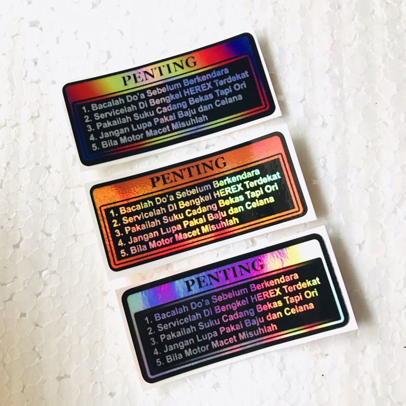 

Stiker Penting Hologram Laminasi Glossy