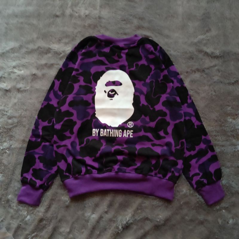 Sweater Crewneck Champion X Bape Camo Bordir FullTag &amp; Lebel