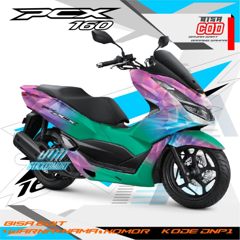(PREMIUM) Decal PCX 160 4 Valve gradasi aurora biru variasi full body