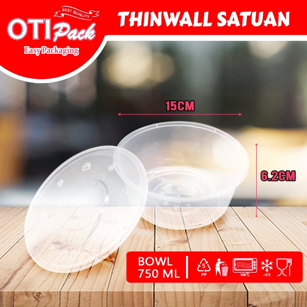 SATUAN Thinwall Bulat 750ML Mangkok/ Food Container Mangkuk/ Tempat Makan/ Tempat Bekal Plastik OTBS750