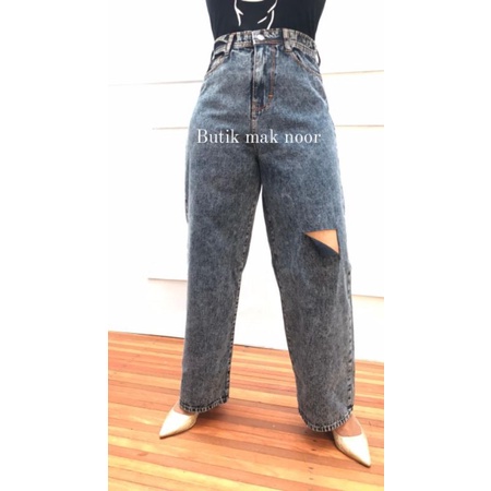 Celana kulot jeans wanita polos pastel Cream Brown highwaist murah cewek cullote panjang cutbray-7