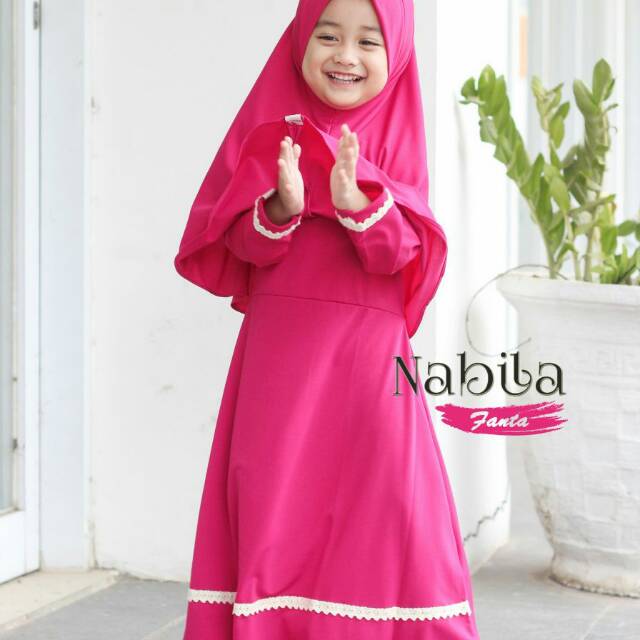 Gamis Anak Set Nabila Bahan Stella Premium Size S dan M