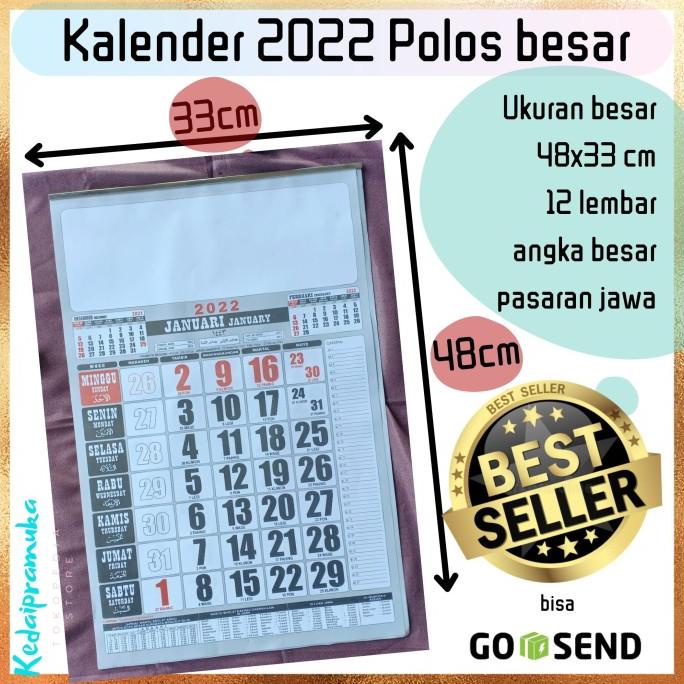 Office & Stationery | Document Organizer | Kalender 2022 Polos 12 Lembar Angka Besar Ukuran 50X35 Cm