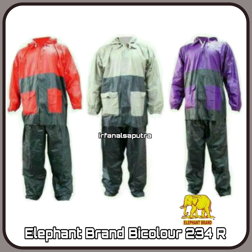 Jas Hujan Setelan Jaket Celana BICOLOUR 234 R Elephant Brand Kualitas oke