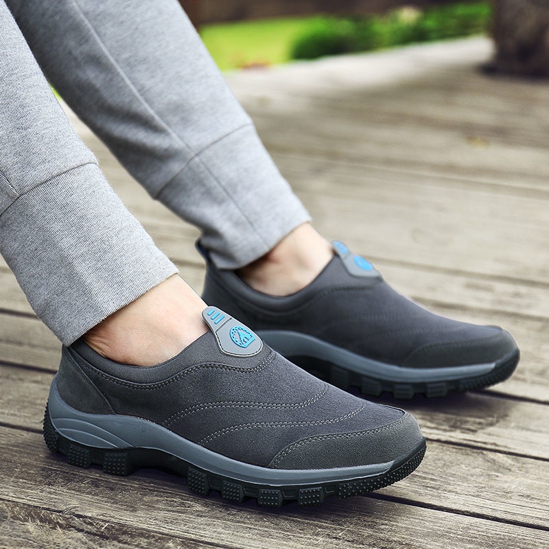 Sepatu Pria Santai Mendaki Gunung Sepatu Hiking Waterproof Olahraga Tanpa Tali Nyaman Slip On Casual Cowok Dewasa 117