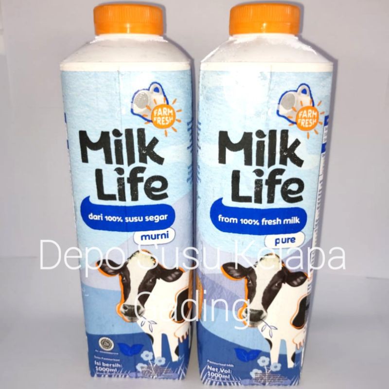 Susu MilkLife Pure Milk / Chocolate 1L Freshmilk | Milk Life Fresh Lactose Free Mocha Bebas Laktosa Kopi Liter Strawberry Banana