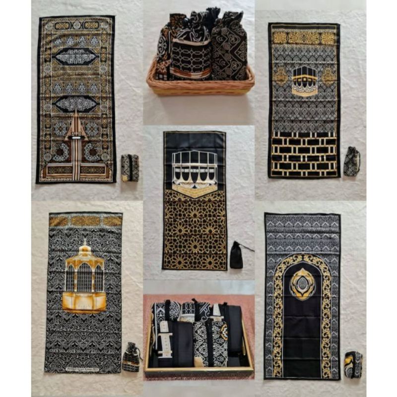 Sajadah Traveling Lipat Tipis Pouch Motif Abu Dhabi Rawdah Kiswah Ka'bah