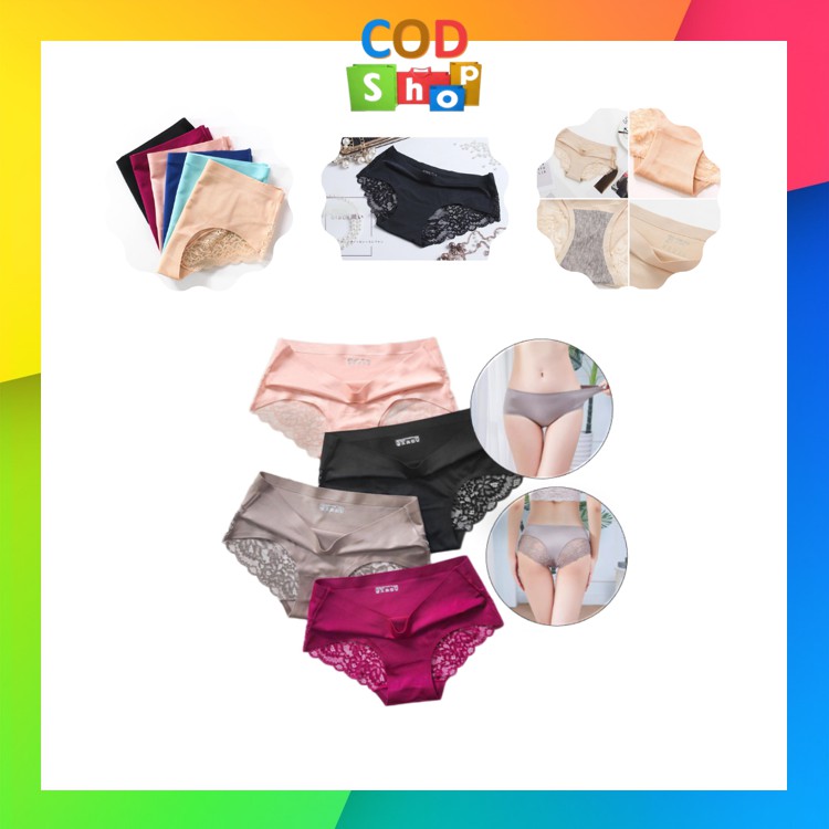 COD - C782 Celana Dalam Renda Brief Seamless Ice Silk / Sempak Wanita / Kolor Wanita / CD Wanita