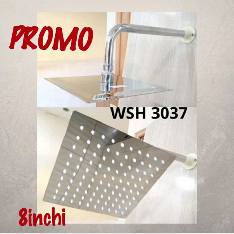 WallShower Dinding KOTAK 8&quot; / shower tanam  dinding 20 cm Stainless Tebal Promo Murah