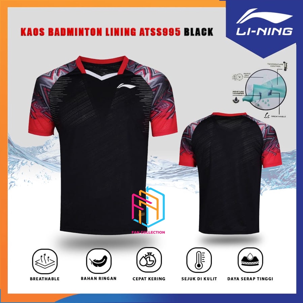LINING ATSS 995 T-Shirt Kaos Badminton Lining Indonesia Player Series