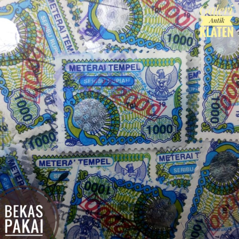 

Materai Bekas untuk Koleksi Rp 1000 rupiah cetak tindih tahun 2000 Matrai Tempel Meterai lama kuno