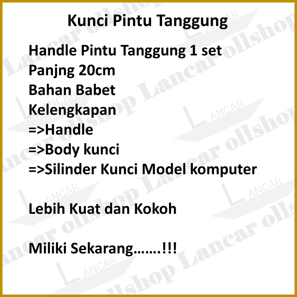 Handel Pintu Tanggung | Kunci Pintu Rumah Tanggung Babet