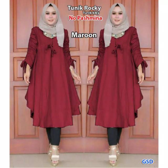 PAKAIAN WANITA TUNIK ROKI MAROON TERMURAH