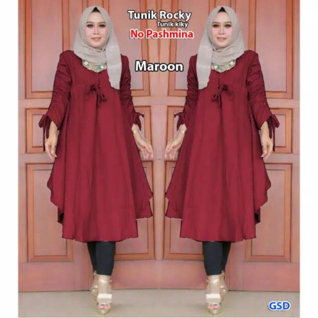 PAKAIAN WANITA TUNIK ROKI MAROON TERMURAH