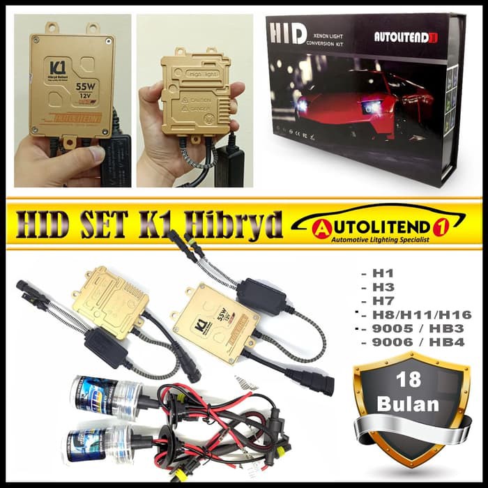 HID SET AC HIBRYD K1 SUPERBRIGHT 55 H1 H3 H7 H11 HB3 HB4 9005 9006 H1R