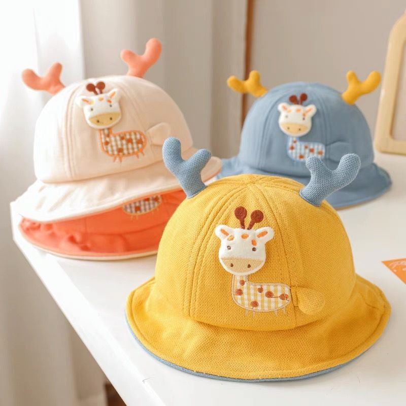 Topi Bucket hat bayi Jerapah (Girrafe) Tanduk 3d bordir import