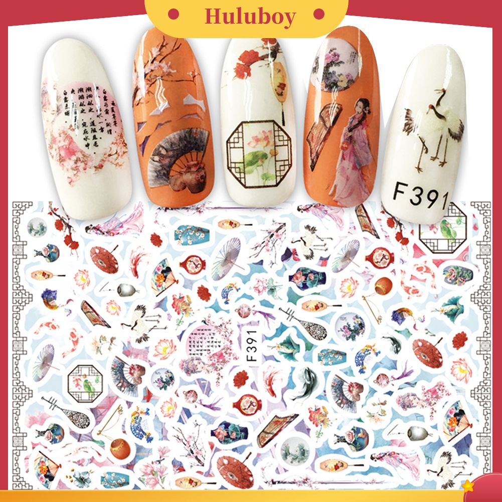 Huluboy Huluboy♡ Stiker Decal Transfer Air Motif Kartun Hewan Lucu Untuk Dekorasi Manicure / Nail Art DIY