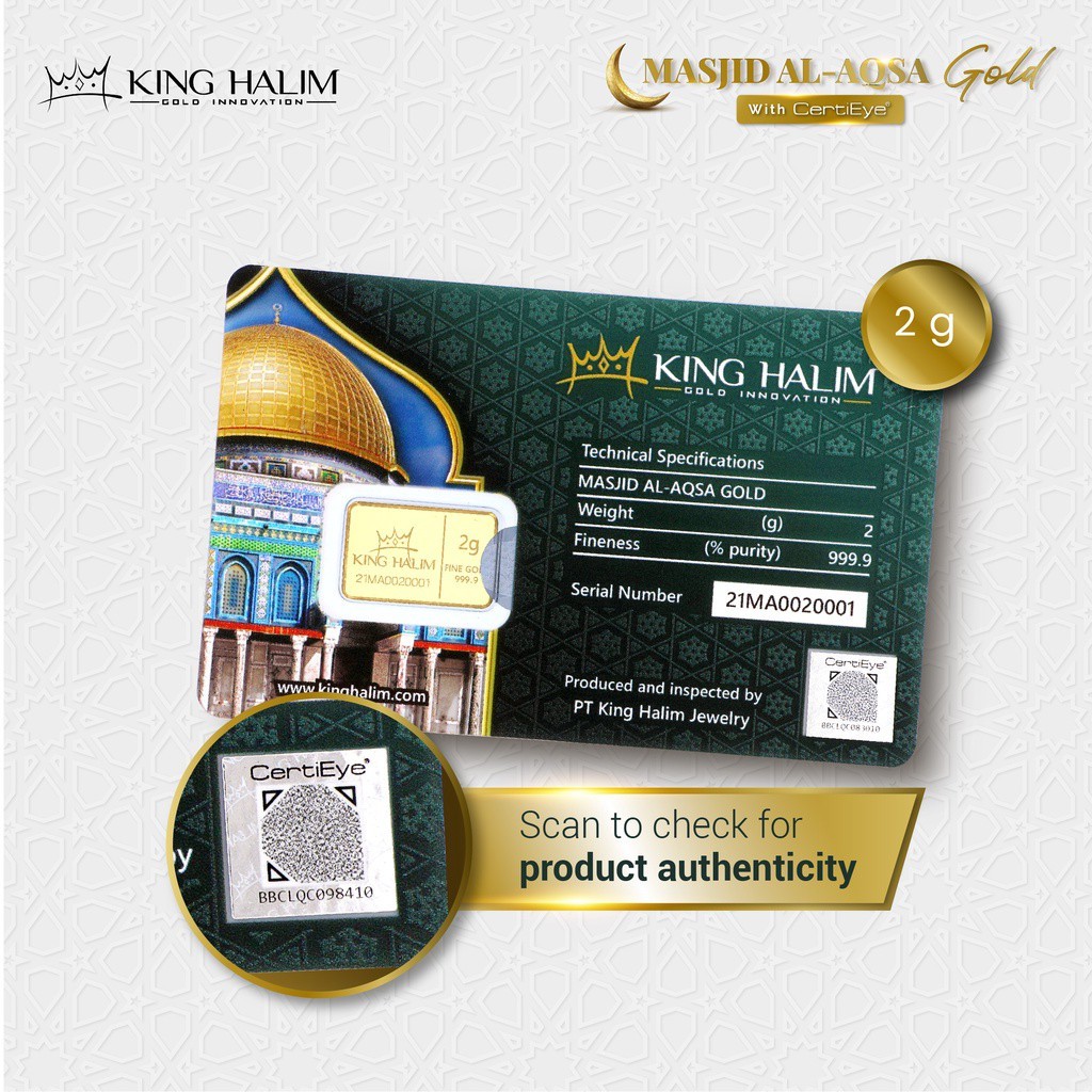 Logam Mulia King Halim / LM KH &quot;Masjid Al-Aqsa&quot; 24K 2 gram - SDW Gold -