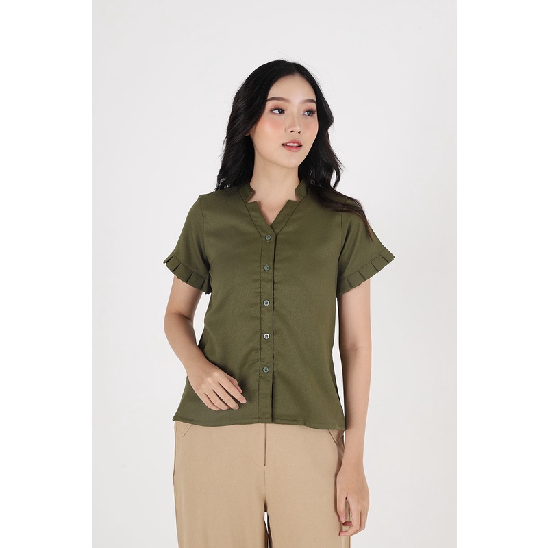 Sorabel - Dixasa Plain Pleats Blouse / Kemeja Wanita Lengan Pendek-3